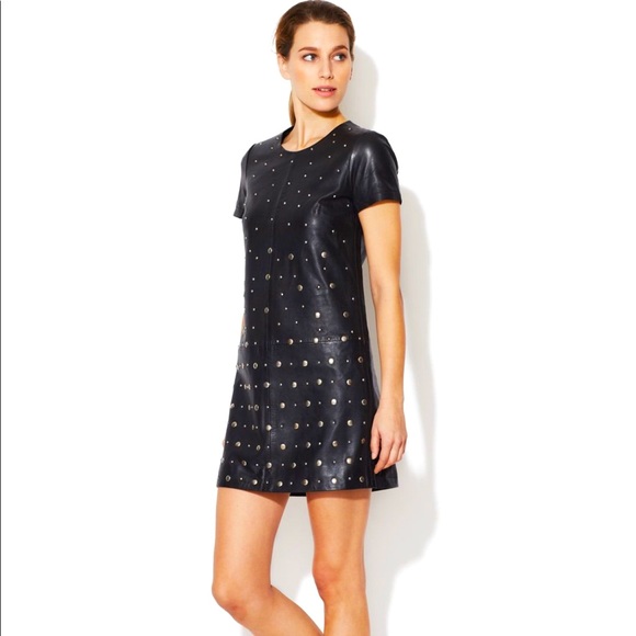 🖤 GENUINE LEATHER FRENCH CONNECTION DRESS SIZE 0 - Picture 1 of 4